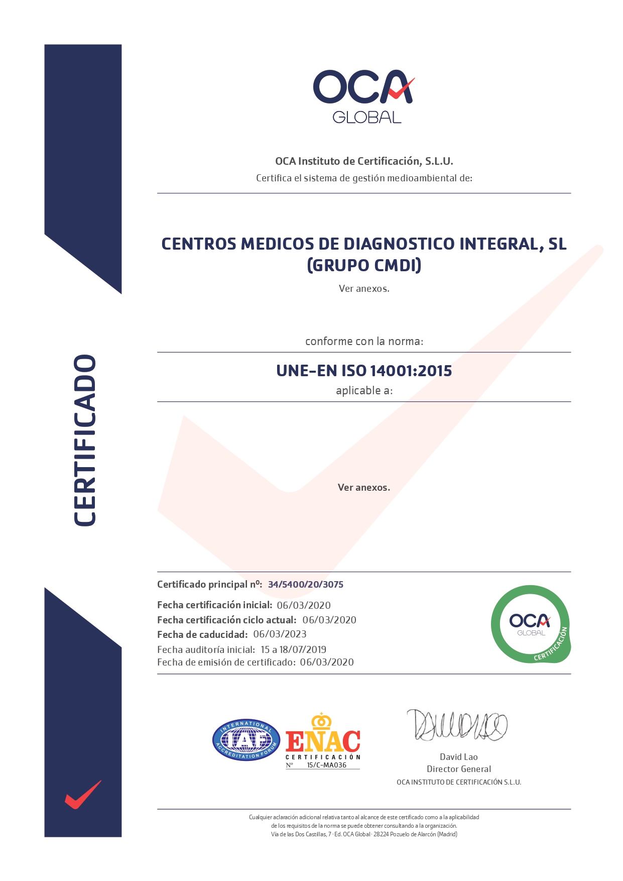 certificado iso 14001